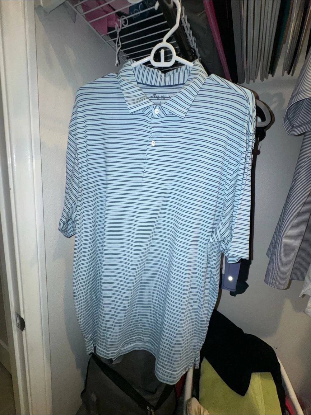 Peter Millar Men's Polo Bundle - White and Light Blue Striped - Picture 8 of 15
